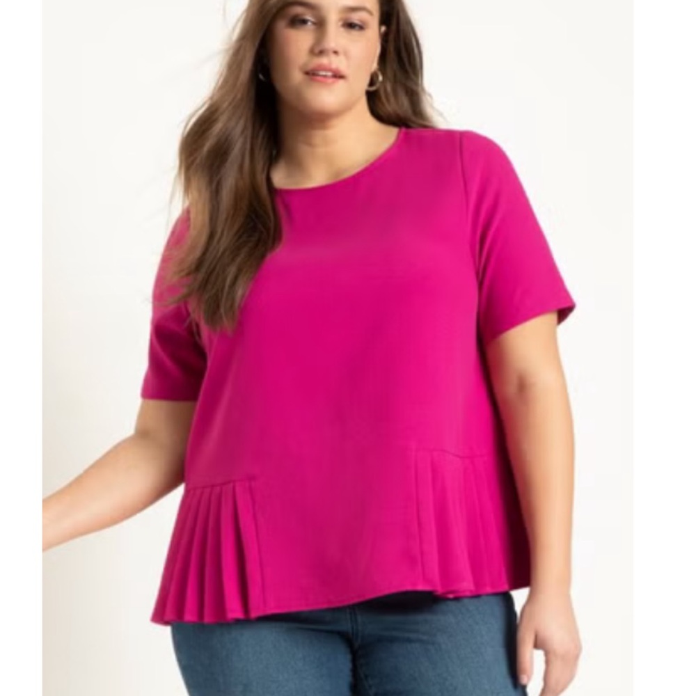 Eloquii Fuchsia Short Sleeve Top